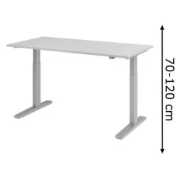 Hammerbacher Schreibtisch XMKA 16, Lichtgrau, Elektrisch Höhenverstellbar, 160 X 70-120 X 80cm