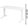 Hammerbacher Schreibtisch O-Serie, Weiß, Verstellbar, 140 X 65-85 X 67,2cm, Mini Office