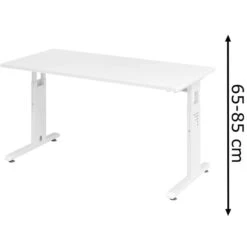 Hammerbacher Schreibtisch O-Serie, Weiß, Verstellbar, 140 X 65-85 X 67,2cm, Mini Office