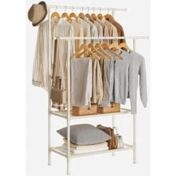 Songmics Garderobenständer RDR02WT, Bis 70 Kg, Mit 2 Kleiderstangen Und 2 Ablagen, Metall, Weiß -Einrichtungsgeschäft 0f69fb2fd13ed880a926f4739326cc9199db9d2b garderobenstaender songmics rdr02wt bis 70 kg