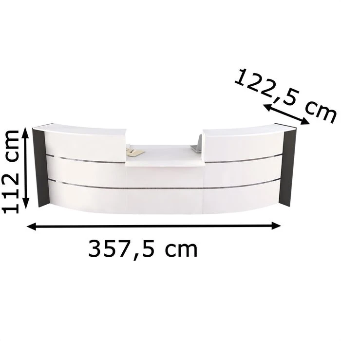 Kerkmann Empfangstheke Bari 3564, Weiß / Weiß, 357,5 X 112 X122,5cm Bogentheke M. Beratungsplatz 4 Kerkmann Empfangstheke Bari 3564, Weiß / Weiß, 357,5 X 112 X122,5cm Bogentheke M. Beratungsplatz – Bild 2