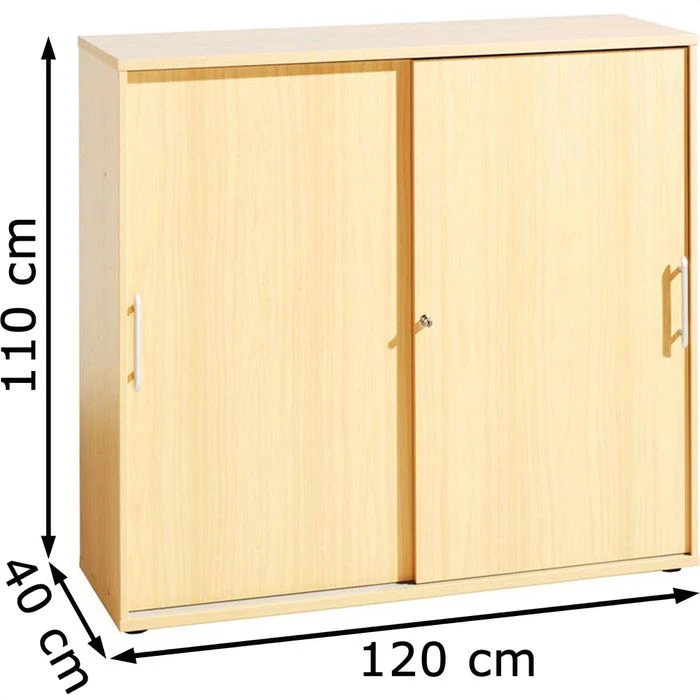 Hammerbacher Schiebetürenschrank H-Serie, Holz, Abschließbar, 120 X 110 X 40cm, Ahorn 4 Hammerbacher Schiebetürenschrank H-Serie, Holz, Abschließbar, 120 X 110 X 40cm, Ahorn – Bild 2
