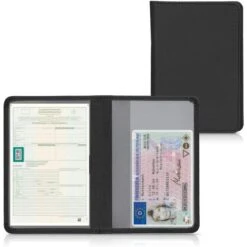 Kwmobile Ausweisetui Schwarz, 3 Fächer, 9,2 X 13cm, Kunstleder
