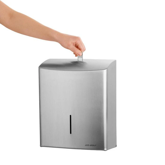 Air-Wolf Handtuchspender Serie Alpha, 60-111, Edelstahl Gebürstet, 600 Falthandtücher, Silber 7 Air-Wolf Handtuchspender Serie Alpha, 60-111, Edelstahl Gebürstet, 600 Falthandtücher, Silber – Bild 5