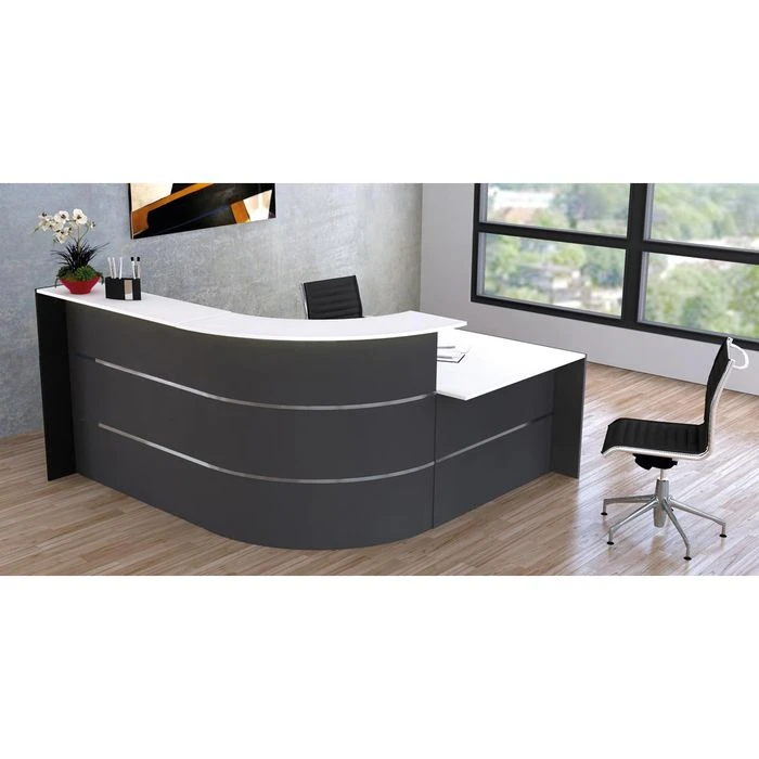 Kerkmann Empfangstheke Bari 3559, Anthrazit / Weiß, 235 X 112 X 200cm, Winkeltheke Mit Anbautisch 5 Kerkmann Empfangstheke Bari 3559, Anthrazit / Weiß, 235 X 112 X 200cm, Winkeltheke Mit Anbautisch – Bild 3