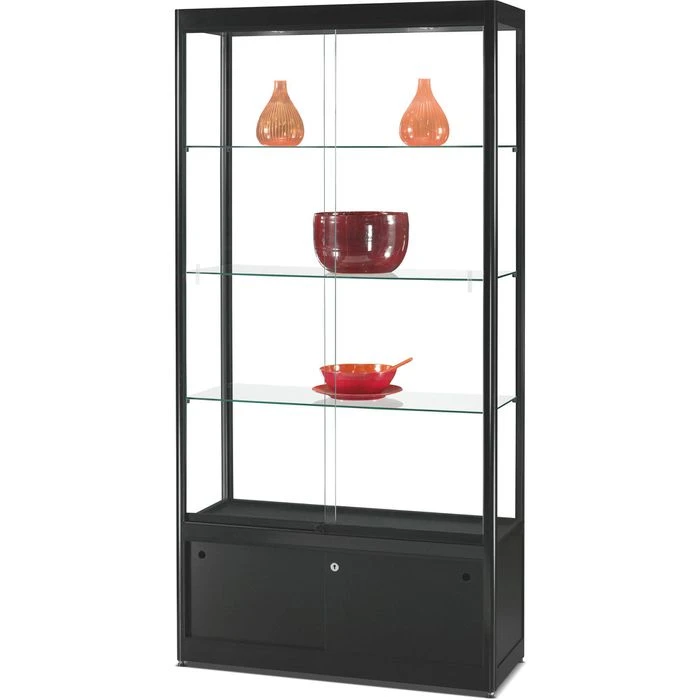 SDB Glasvitrine GPC-1000 Mit Unterschrank, Stehend, Mit LED-Beleuchtung, 100 X 200 X 40cm, Schwarz 3 SDB Glasvitrine GPC-1000 Mit Unterschrank, Stehend, Mit LED-Beleuchtung, 100 X 200 X 40cm, Schwarz