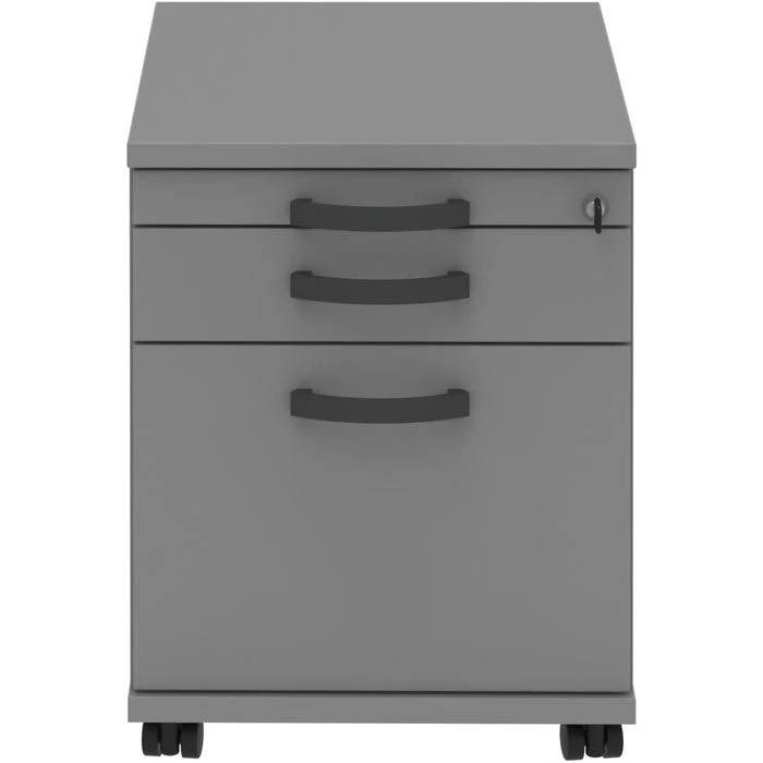 Röhr Rollcontainer Techno, Holz, Mittelgrau, Mit 2 Schüben Und Hängeregistratur, Abschließbar, Tiefe 60cm 6 Röhr Rollcontainer Techno, Holz, Mittelgrau, Mit 2 Schüben Und Hängeregistratur, Abschließbar, Tiefe 60cm – Bild 4