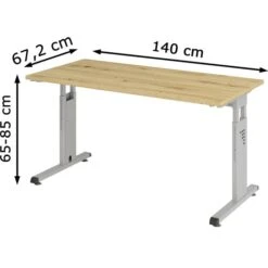 Hammerbacher Schreibtisch O-Serie, Asteiche, Verstellbar, 140 X 65-85 X 67,2cm, Mini Office -Einrichtungsgeschäft 218e44fe02a5ae67d1a0bff0a8095f95db9288b9 schreibtisch hammerbacher o serie asteiche