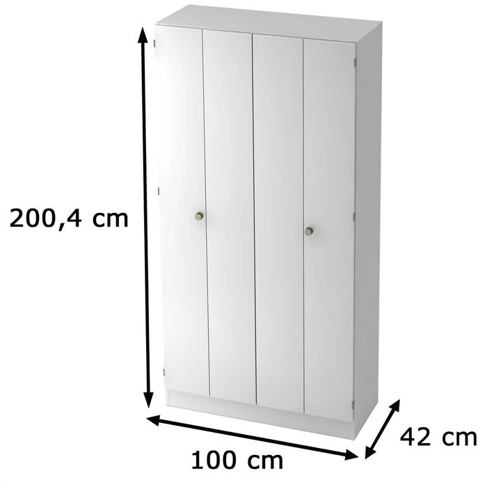 Hammerbacher Falttürenschrank H-Serie 6900, Weiß, 100 X 200,4 X 42cm, Aus Holz 4 Hammerbacher Falttürenschrank H-Serie 6900, Weiß, 100 X 200,4 X 42cm, Aus Holz – Bild 2