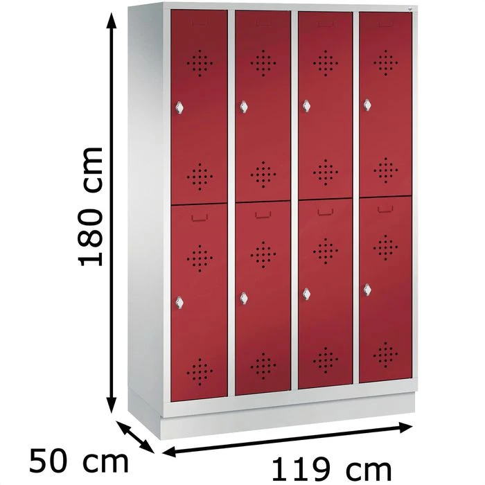 CP-Möbel Spind S 2000 Classic, Mit Sockel, Rubinrot, 4 Abteile Mit 8 Fächern, BxT: 119 X 50cm 4 CP-Möbel Spind S 2000 Classic, Mit Sockel, Rubinrot, 4 Abteile Mit 8 Fächern, BxT: 119 X 50cm – Bild 2