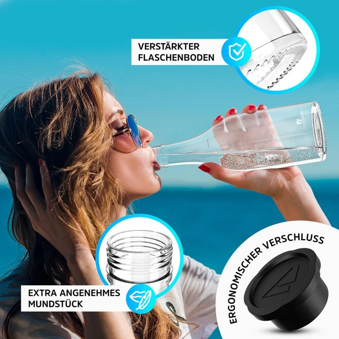 Lichtenwerk Karaffe SodaGiant Glasflasche, Set, Mit Deckel, 2x 0,9 Liter 6 Lichtenwerk Karaffe SodaGiant Glasflasche, Set, Mit Deckel, 2x 0,9 Liter – Bild 4