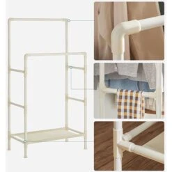 Songmics Garderobenständer RDR01WT, Bis 55 Kg, Mit 2 Kleiderstangen Und Ablage, Metall, Weiß -Einrichtungsgeschäft 22fbe083143e74971ff6cf9117edf575ba08f5b4 garderobenstaender songmics rdr01wt bis 55 kg