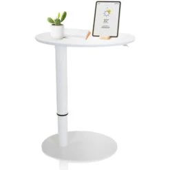 HJh-OFFICE Beistelltisch Stand III 830055, Weiß, Aus Holz / Metall, 65 X 64-104,5 X 50cm, Oval -Einrichtungsgeschäft 2922ba3f1201197e50c4f670e0f1e8d26b79f1b9 beistelltisch hjh office stand iii 830055 weiss