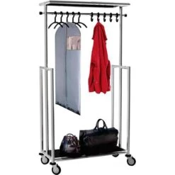 Kerkmann Garderobenständer Jupiter, 6180, Mit Rollen Und Ablagen, Metall, Silber