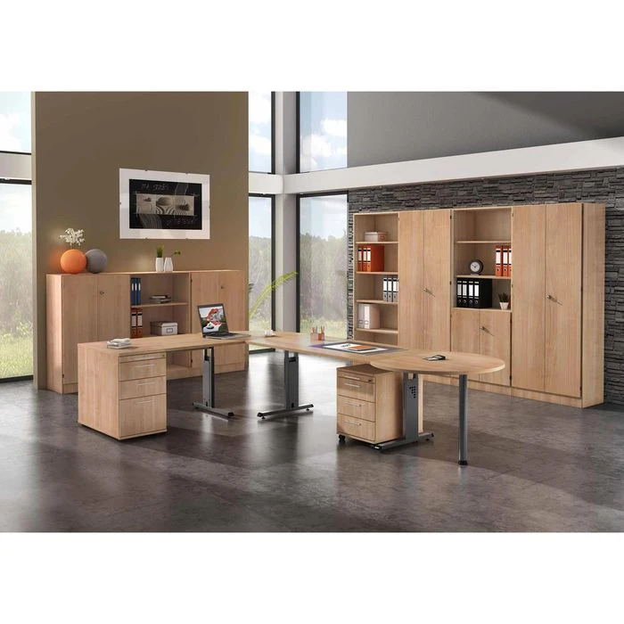 Hammerbacher Schreibtisch O-Serie, Verstellbar, 180 X 65-85 X 80, Nussbaum / Graphit 4 Hammerbacher Schreibtisch O-Serie, Verstellbar, 180 X 65-85 X 80, Nussbaum / Graphit – Bild 2