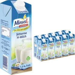 MinusL Milch Laktosefreie H-Milch 1,5% Fett, Je 1 Liter, 10 Stück