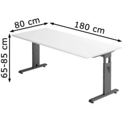 Hammerbacher Schreibtisch O-Serie, Verstellbar, 180 X 65-85 X 80cm, Weiß / Graphit -Einrichtungsgeschäft 3097cd4c296f91c5e0ad2f0343fa2a79e574f6dc schreibtisch hammerbacher o serie