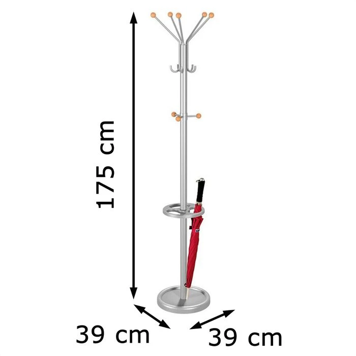 Kerkmann Garderobenständer TK2, 6068, Mit 10 Haken, Metall, Silber 7 Kerkmann Garderobenständer TK2, 6068, Mit 10 Haken, Metall, Silber – Bild 5