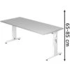 Hammerbacher Schreibtisch O-Serie, Verstellbar, 180 X 65-85 X 80cm, Lichtgrau / Weiß