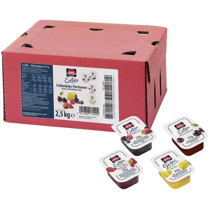 Schwartau Extra Konfitüren Und Gelee Mix, 45% Frucht, Je 25g, 100 Portionen 3 Schwartau Extra Konfitüren Und Gelee Mix, 45% Frucht, Je 25g, 100 Portionen