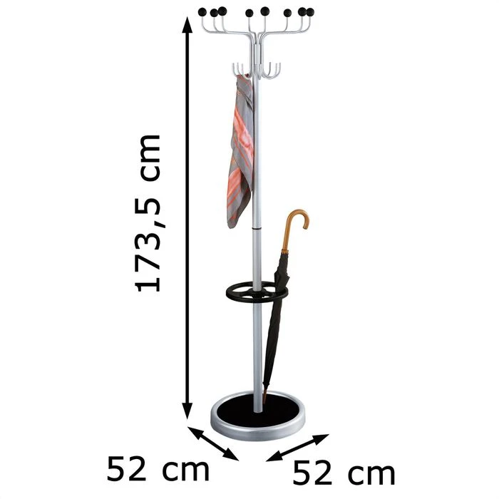 Kerkmann Garderobenständer Rondo, 6082, Mit 16 Haken, Metall, Alusilber / Schwarz 7 Kerkmann Garderobenständer Rondo, 6082, Mit 16 Haken, Metall, Alusilber / Schwarz – Bild 5