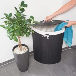 Relaxdays Wäschekorb Eckwäschekorb, Mit Deckel, Aus Bambus, Weiß, 49,5 X 65 X 37 Cm, 60 Liter -Einrichtungsgeschäft 39e4d372a0dd45b3da6832901a475e832de8e987 waeschekorb relaxdays eckwaeschekorb mit deckel