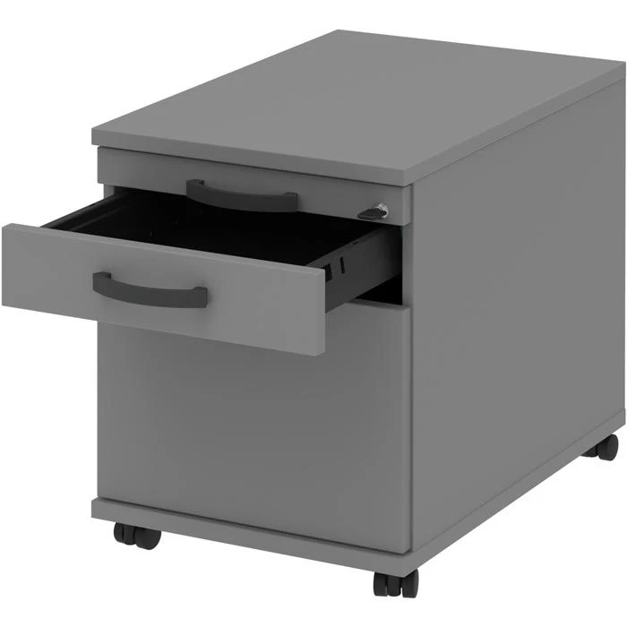 Röhr Rollcontainer Techno, Holz, Mittelgrau, Mit 2 Schüben Und Hängeregistratur, Abschließbar, Tiefe 60cm 5 Röhr Rollcontainer Techno, Holz, Mittelgrau, Mit 2 Schüben Und Hängeregistratur, Abschließbar, Tiefe 60cm – Bild 3