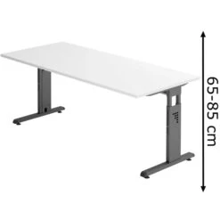 Hammerbacher Schreibtisch O-Serie, Verstellbar, 180 X 65-85 X 80cm, Weiß / Graphit