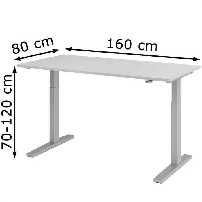 Hammerbacher Schreibtisch XMKA 16, Lichtgrau, Elektrisch Höhenverstellbar, 160 X 70-120 X 80cm 4 Hammerbacher Schreibtisch XMKA 16, Lichtgrau, Elektrisch Höhenverstellbar, 160 X 70-120 X 80cm – Bild 2