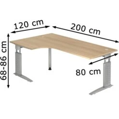 Hammerbacher Schreibtisch U-Serie, L- Form, Verstellbar, 200 X 68-86 X 120cm, Eiche / Silber 11 Hammerbacher Schreibtisch U-Serie, L- Form, Verstellbar, 200 X 68-86 X 120cm, Eiche / Silber -Einrichtungsgeschäft 436d1ed7b118d23a1c3a09dd7d94ef1147489756 schreibtisch hammerbacher u serie l form