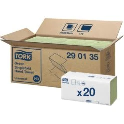 Tork 290135 Universal, 1-lagig, 25x23 Cm, Grün, Zick-Zack, H3, 4000 Stück, Papierhandtücher