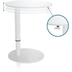 HJh-OFFICE Beistelltisch Stand III 830055, Weiß, Aus Holz / Metall, 65 X 64-104,5 X 50cm, Oval -Einrichtungsgeschäft 4901fe7832e9cf972b27b45d3d7ebfd0c8b72daf beistelltisch hjh office stand iii 830055 weiss