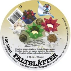 Ursus Faltblätter 3190099, Sternchen, Ø 15cm Rund, 90g/m², 4 Farben Sortiert, 100 Blatt