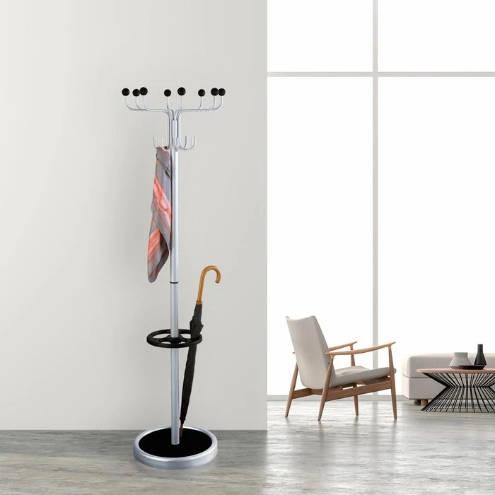 Kerkmann Garderobenständer Rondo, 6082, Mit 16 Haken, Metall, Alusilber / Schwarz 4 Kerkmann Garderobenständer Rondo, 6082, Mit 16 Haken, Metall, Alusilber / Schwarz – Bild 2