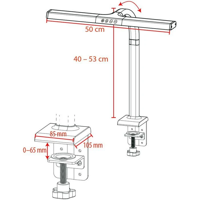 FeinTech Schreibtischlampe LTL00310, Dimmbar, Tischklemme 5 FeinTech Schreibtischlampe LTL00310, Dimmbar, Tischklemme – Bild 3