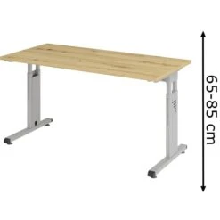 Hammerbacher Schreibtisch O-Serie, Asteiche, Verstellbar, 140 X 65-85 X 67,2cm, Mini Office