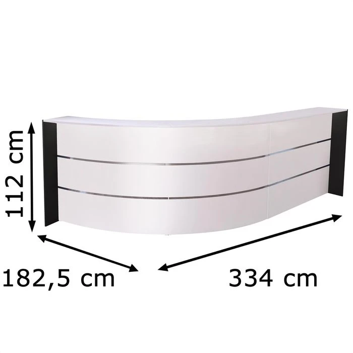 Kerkmann Empfangstheke Bari 3565, Weiß / Weiß, 334 X 112 X 182,5cm, Bogentheke 4 Kerkmann Empfangstheke Bari 3565, Weiß / Weiß, 334 X 112 X 182,5cm, Bogentheke – Bild 2