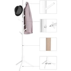 Vasagle Garderobenständer RCR04WT, Mit 8 Haken, Holz, Weiß -Einrichtungsgeschäft 53e31015cb43e93b723e1c68c8787ec492a97868 garderobenstaender vasagle rcr04wt