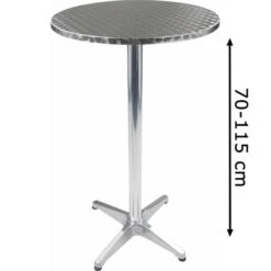 Stehtisch Silber Ø 60cm Höhenverstellbar 70/115 X 60cm (HxØ) Aluminium