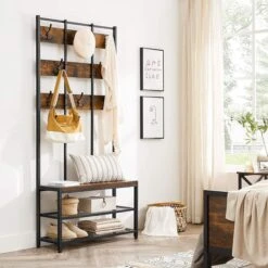 Vasagle Garderobenständer HSR087B01, Vintage, Mit 16 Haken, Metall / Holz, Schwarz / Braun -Einrichtungsgeschäft 59879ed15d0a9a44e9705449b17feda24065e89b garderobenstaender vasagle hsr087b01 vintage