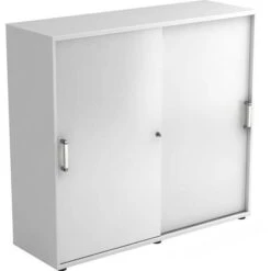 Hammerbacher Schiebetürenschrank R-Serie, Holz, Abschließbar, 120 X 110 X 40cm, Weiß