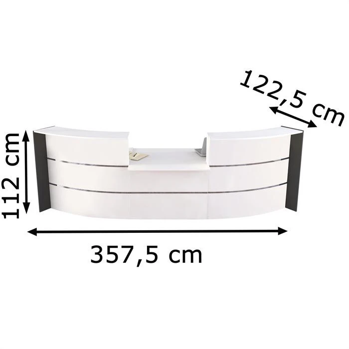 Kerkmann Empfangstheke Bari 3564, Weiß / Weiß, 357,5 X 112 X122,5cm Bogentheke M. Beratungsplatz 6 Kerkmann Empfangstheke Bari 3564, Weiß / Weiß, 357,5 X 112 X122,5cm Bogentheke M. Beratungsplatz – Bild 4