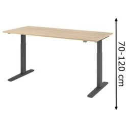 Hammerbacher Schreibtisch XMKA 19, Eiche, Elektrisch Höhenverstellbar, 180 X 70-120 X 80cm