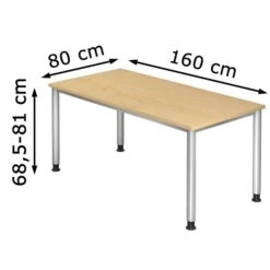 Hammerbacher Schreibtisch H-Serie, Ahorn, Höhenverstellbar, 160 X 68,5-81 X 80cm -Einrichtungsgeschäft 673b52513dfd112b98a7e91a6c1bf8fd08d10950 schreibtisch hammerbacher h serie ahorn