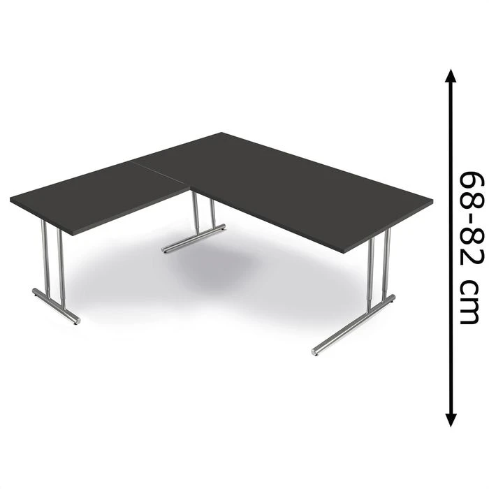 Kerkmann Schreibtisch Artline 7672, Anthrazit, Höhenverstellbar, 200 X 68-82 X 200cm, L-Form 3 Kerkmann Schreibtisch Artline 7672, Anthrazit, Höhenverstellbar, 200 X 68-82 X 200cm, L-Form
