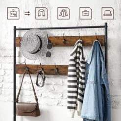 Vasagle Garderobenständer HSR410B01, Vintage, Mit 22 Haken, Metall / Holz, Schwarz / Braun -Einrichtungsgeschäft 67eb4e5fbb25c2f60aefdee768a1c69ac8b2ade9 garderobenstaender vasagle hsr410b01 vintage