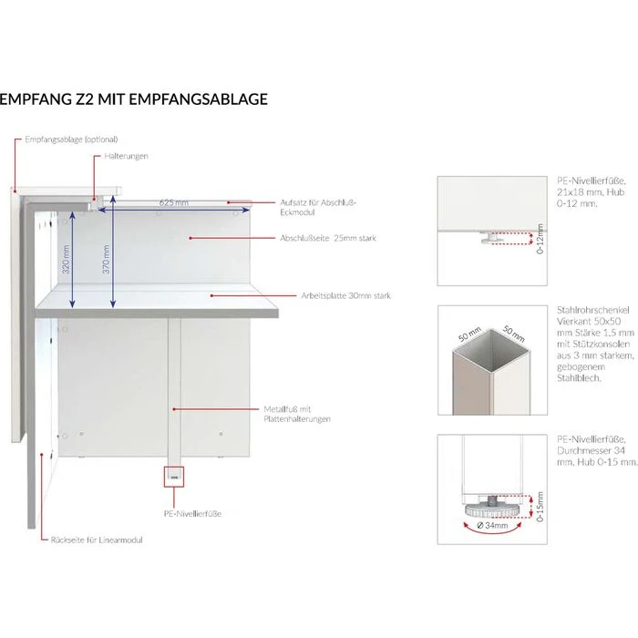 Quadrifoglio Empfangstheke Z2C73, Weiß / Beton, 166 X 113 X 88cm, Rezeption 5 Quadrifoglio Empfangstheke Z2C73, Weiß / Beton, 166 X 113 X 88cm, Rezeption – Bild 3