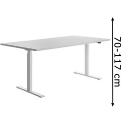 Topstar Schreibtisch E-Table, TTS18080WG, Elektrisch Höhenverst., 180 X 70-120 X 80cm, Grau