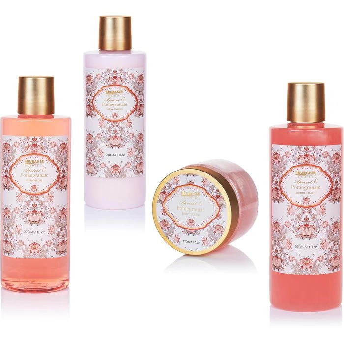 BRUBAKER Geschenkset Cosmetics Apricot&Pomegranate, Bade- Und Dusch-Set, Aprikose Und Granatapfel 4 BRUBAKER Geschenkset Cosmetics Apricot&Pomegranate, Bade- Und Dusch-Set, Aprikose Und Granatapfel – Bild 2