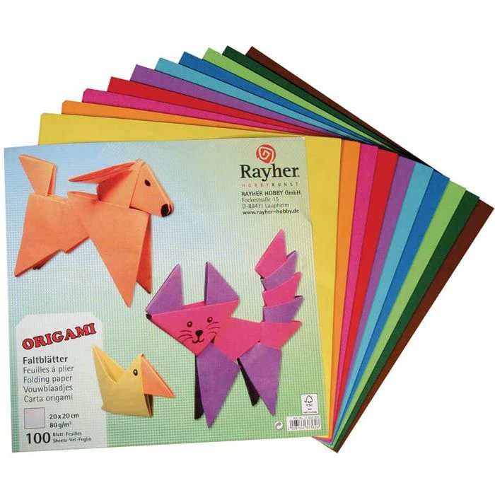 Rayher Faltblätter Origami, 71830000, 20 X 20cm, 80g/qm, 10 Farben Sortiert, 100 Blatt 3 Rayher Faltblätter Origami, 71830000, 20 X 20cm, 80g/qm, 10 Farben Sortiert, 100 Blatt